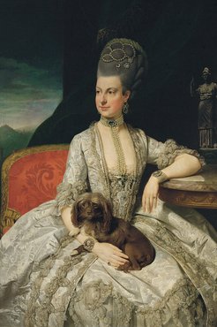Habsburg–Lotaringiai Mária Krisztina főhercegnő kis oroszlánkutyájával.